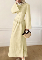 Robe de style chemise YKD088, design haut de gamme, décontractée et confortable, avec un grand ourlet, robe musulmane, vêtements islamiques pour femmes, hijabs traditionnels