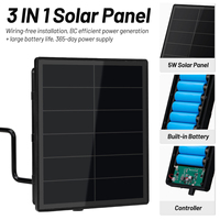 Chargeur de Batterie à Panneau Solaire pour Caméra de Sécurité IP Extérieure avec Batterie Intégrée 18000 mAh, 5V, 6V, 5W, USB, Prise DC5521