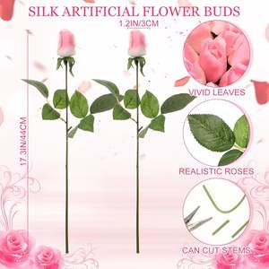 Rosas Artificiales de Seda Roja de Alta Calidad al por Mayor, Flores de Rosa Realistas al Tacto para Decoración de Bodas - Product Image 2