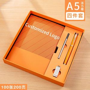 CustomCustom A5 Luxury <b>Refillable</b> Stationery Notebook Gift Set Usb Notebooks Business Leather Gift Box Journal With <b>Pen</b> - Product Image 2