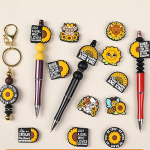 New Style Sonnenblumen Thema Silikon Blume Highland Kuh Form Silikon Focal Perlen Charms für Pen Topper - Product Image 2