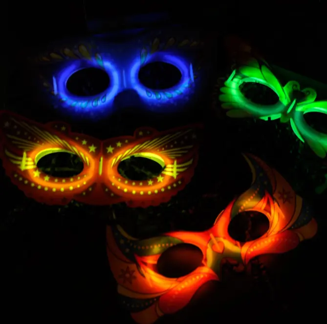 Máscara de monstro verde luminoso, para festa de halloween, acessórios de brinquedo, máscara brilho, barra de dança, vara química para crianças