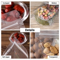 Sachet plastique transparent refermable anti-humidité 15*22+4cm avec fermeture éclair, idéal pour l'emballage de noix et de graines, personnalisable OEM