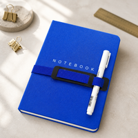 Carnet de notes de luxe à couverture rigide effet peau, 165x220mm, bleu mat, avec papier bleu roi 120g, 66 feuilles, idéal pour cadeau d'affaires