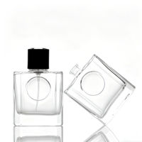 Flacon de parfum rectangulaire transparent le plus vendu, 50 ml, avec pompe pulvérisatrice, base épaisse carrée - LOGO personnalisable disponible