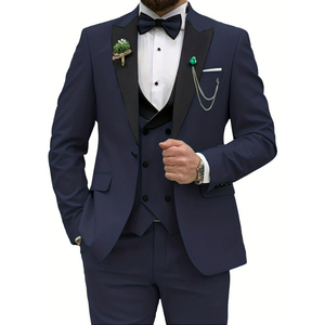 Giacca da uomo con un bottone completo da uomo matrimonio sposo tre pezzi con risvolto Slim europa e abito Casual formale degli stati uniti - Product Image 3