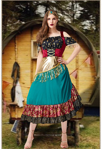 Falda plisada con estampado <span class=keywords><strong>de</strong></span> flores y borlas <span class=keywords><strong>de</strong></span> lentejuelas doradas flamencas <span class=keywords><strong>de</strong></span> España, <span class=keywords><strong>disfraz</strong></span> <span class=keywords><strong>de</strong></span> Carnaval <span class=keywords><strong>de</strong></span> niña <span class=keywords><strong>gitana</strong></span> - Product Image 6