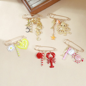 Broche Vintage de Liga Banhado a Ouro com Olho e Mão de <span class=keywords><strong>Hamsa</strong></span>, Acessório Multifuncional Feminino para Calças com Concha Marinha, Não Oxida - Product Image 6