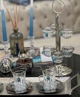 Support de tasse à café et thé en céramique à cadre métallique de style européen américain de luxe