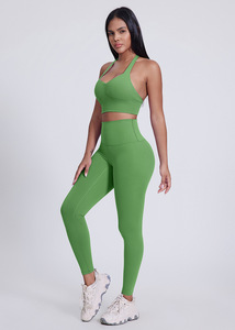 Nuovo Prodotto 2024: Set Sportivo da Donna in Due Pezzi, Leggings e <span class=keywords><strong>Reggiseno</strong></span> Sportivo, Taglie Grandi, Abbigliamento Fitness, Completo Attivo Blu Chiaro - Product Image 5