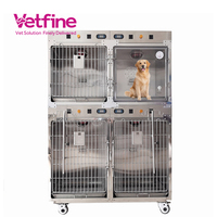 Cage vétérinaire en acier inoxydable pour animaux de compagnie avec chauffage infrarouge et chambre à oxygène