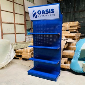 Nhà máy tùy chỉnh kim loại màu đen <span class=keywords><strong>Pegboard</strong></span> quảng cáo triển lãm hiển thị giá kệ với hộp đèn vuông - Product Image 5