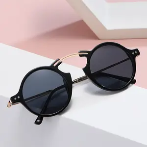 2024 New Round Small Frame Sunglasses Men Women Steampunk Sun Glasses Stylish Retro Acetate Sunglasses