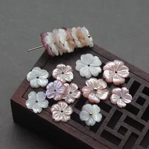 Wholesale natural carved flower mother of pearl shell 5 petals loose beads for jewelry making