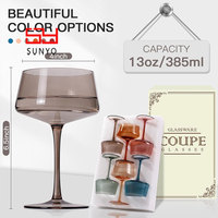 Copa de Martini SUNYO Multi Hue Ultra Delgada, Elegante y Colorida, para Cocina, Comedor, Bar y Restaurante