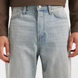 Jeans pour hommes de qualité supérieure, décontractés, bleu clair, pour un usage quotidien, coupe droite taille haute - Product Image 4