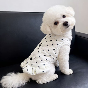 Gilet mignon à pois pour petits chiens (Bichon Frisé, Teddy, Pomeranian) – Collection Automne, rembourré avec doublure polaire, style coupe princesse - Product Image 2