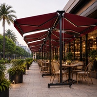 Auvent électrique rétractable moderne double face en aluminium de 10 m, parasol pliant pour restaurant