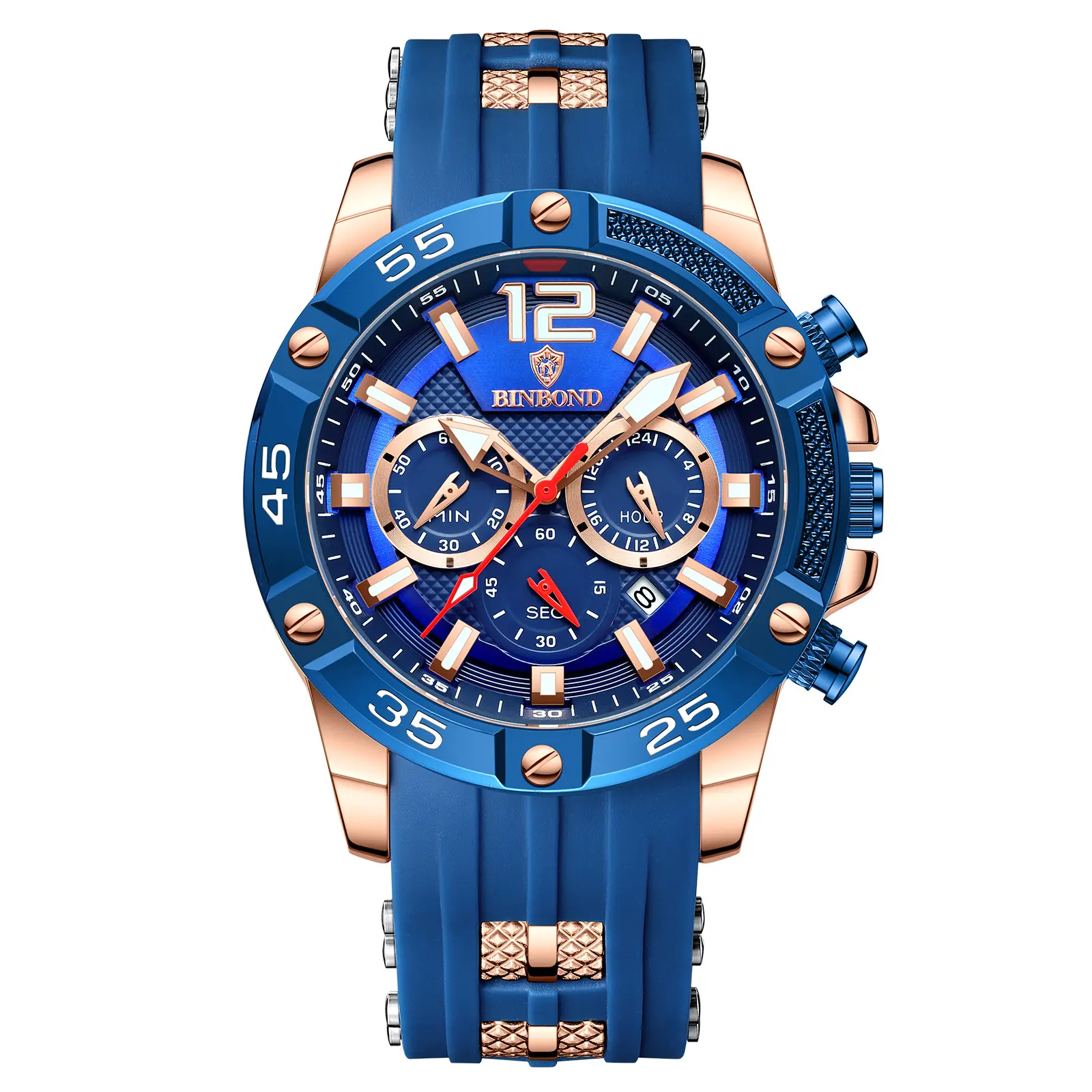 Binbond B9798 Luxe Multifunctionele Quartz Horloge Veelzijdige Mode Horloge Zes Pin Timing Casual Mode Heren Klok