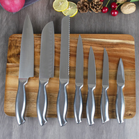 Ensemble de couteaux de cuisine en acier inoxydable, manche creux en acier inoxydable avec bloc en bois, ensemble de 14 pièces