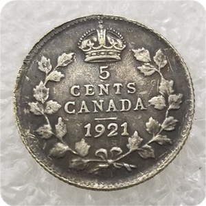 Réplica de Moneda Canadiense de 5 Centavos de Plata de 1912, Rey Jorge, Canadá, 5 Centavos, Monedas de Colección Vintage - Product Image 1