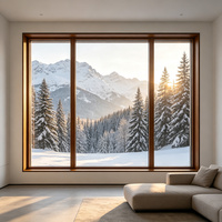 Fenêtres à persiennes horizontales pliantes en verre trempé triple Low-E, design européen, avec cadre en bois et moustiquaire en acier inoxydable