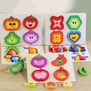 Montessori Materials Educational Learning Fun Toys Fruit Animal Wooden Peg <b>Puzzle</b> for Boys Girls - Product Image 2