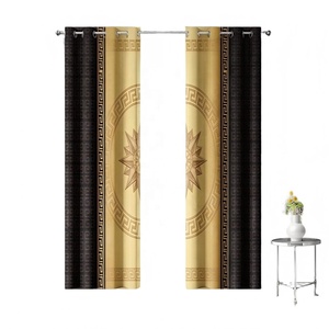 <span class=keywords><strong>Rideaux</strong></span> <span class=keywords><strong>occultants</strong></span> de luxe style baroque royal or et noir avec imprimé tête de Méduse de la mythologie grecque, isolants <span class=keywords><strong>thermiques</strong></span> à œillets - Product Image 1