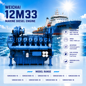 <span class=keywords><strong>Moteur</strong></span> diesel marin Weichai série 12M33, 4 temps, V-12 cylindres, pour navires d'ingénierie et groupes électrogènes marins - Product Image 1