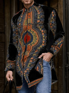 Chemise Dashiki <span class=keywords><strong>Africaine</strong></span> pour Hommes, Imprimé Ethnique Ankara Traditionnel, Haut à Manches Longues, Vêtement Africain Afrocentrique pour Festival - Product Image 2