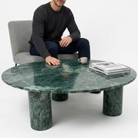 Table basse ronde en marbre vert Alpi de luxe moderne OEM pour salon, meuble décoratif élégant en pierre naturelle pour la maison