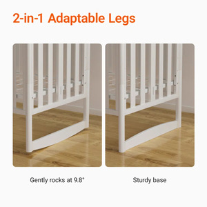 Convertible Baby Crib Modern Design Sturdy Solid Wood Natural Legs Foldable for Home School Hotel Use for Bedrooms - Product Image 4
