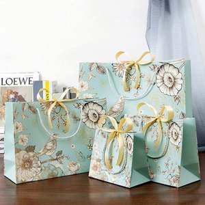 Custom Personalized Print Logo Sliding Jewelry <b>Box</b> Folding Shopping Paper <b>Gift</b> Bags with Rope Handles - Product Image 1