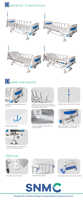 Lit d'hôpital en métal, lit de soins intensifs, lit multifonctionnel réglable pour les soins aux patients, pour une utilisation à domicile et à l'hôpital