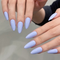 Diseño #830 Alta calidad Almendra Color sólido Prensa hecha a mano en las uñas Lujo 10PCs Púrpura Acrílico Prensa Ons Arte de uñas artificiales