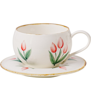 ขายส่ง แก้วกาแฟพร้อมจานรอง ชุดแก้วน้ำชา พอร์ซเลนคุณภาพสูง หนา ทนทาน เป็นมิตรกับสิ่งแวดล้อม สไตล์มินิมอล ผลิตจากกวางสี ปริมาณสั่งซื้อขั้นต่ำน้อย - Product Image 4