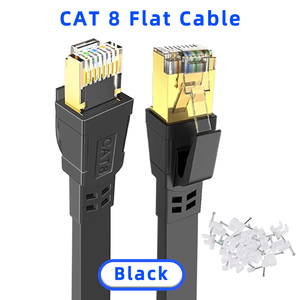 Câble Ethernet D-Sunty Cat8 40 Gbit/s 2000 MHz SSTP SFTP blindé RJ45, cordon de raccordement 30/26 AWG, câble réseau plat en cuivre pur plaqué or - Product Image 2