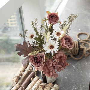 Ramo de Flores Artificiales de Hortensia y Rosa Anzhi, Tela Plástica Tejida, Decoración para Bodas y Hogar CF01244 - Product Image 1