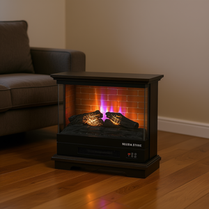 Mubiba Stiir 26-Inch Electric <b>Fireplace</b> <b>Heater</b> <b>With</b> LED Flame, 1400W, Remote Control, Steel Frame, Freestanding, 1000-1499 Sq Ft - Product Image 2