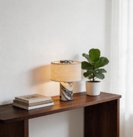 Lampe de table sans fil de luxe en marbre, rechargeable, à intensité variable par toucher, avec abat-jour en lin, pour chevet et bureau, vente en gros