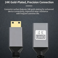 Câble court Mini HDMI vers HDMI 0,2 m 3D HDR Audio Vidéo Synchronisation Cordon en nylon pour Caméscope Projecteur TV Moniteur Portable