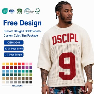 T-shirt personnalisé <span class=keywords><strong>pour</strong></span> homme, maillot de football, t-shirt décontracté en coton épais à manches courtes, imprimé graphique, coupe oversize - Product Image 1