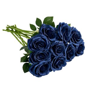 Bouquets <span class=keywords><strong>de</strong></span> feuilles artificielles en soie bleu marine faits à la main, longue durée, pour arrangements <span class=keywords><strong>de</strong></span> mariage, bouquets <span class=keywords><strong>de</strong></span> <span class=keywords><strong>mariée</strong></span> - Product Image 4