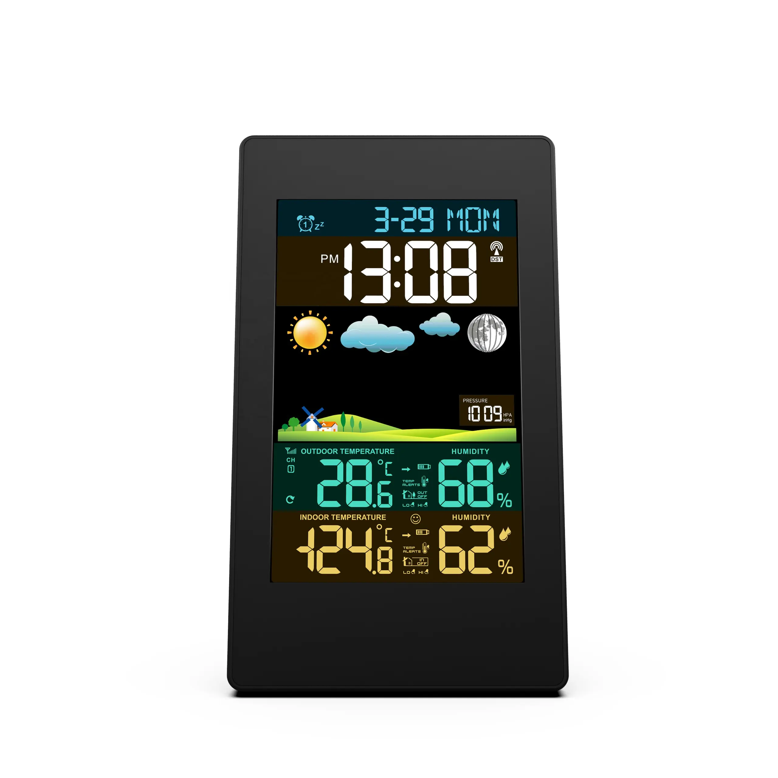 Atomic Desk Clock with Color Wireless Forecast Station and Barometer