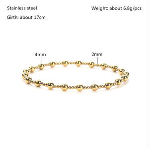<span class=keywords><strong>Linsa</strong></span> Fashion 18K chapado en oro elasticidad ajustable 4mm pulsera con cuentas nuevo accesorio hecho de acero inoxidable que no se desvanece - Product Image 2
