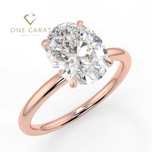 Anello <span class=keywords><strong>con</strong></span> <span class=keywords><strong>Diamante</strong></span> Sintetico Certificato IGI <span class=keywords><strong>da</strong></span> <span class=keywords><strong>1</strong></span> <span class=keywords><strong>Carato</strong></span>, Taglio Ovale, Popolare Anello di Fidanzamento <span class=keywords><strong>Solitario</strong></span> in Oro 14K - Product Image 5