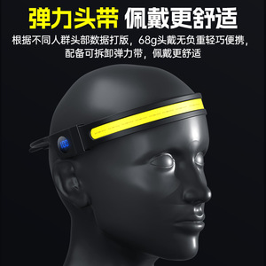 Lampe frontale LED rechargeable TD223 700mAh, étanche, pour course à pied, camping, avec capteur et charge Type C - Product Image 3