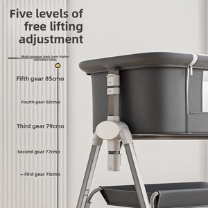 <span class=keywords><strong>Lit</strong></span> bébé portable moderne en métal, pliable avec roues et moustiquaire ; Co-sleeper réglable en hauteur pour nouveau-nés, à placer près du <span class=keywords><strong>lit</strong></span> des <span class=keywords><strong>parents</strong></span> - Product Image 4