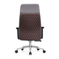 Chaise de bureau de direction haut de gamme en cuir véritable, design moderne et minimaliste, ergonomique, réglable, base 5 étoiles, accoudoirs fixes