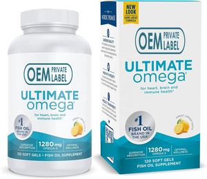 Cápsulas de Aceite de Pescado Omega 3, Suplementos de DHA, Cápsulas de Aceite de Pescado para Apoyar la Salud Cerebral, DHA y EPA Premium, Cápsulas Blandas de Omega 3 - Product Image 1